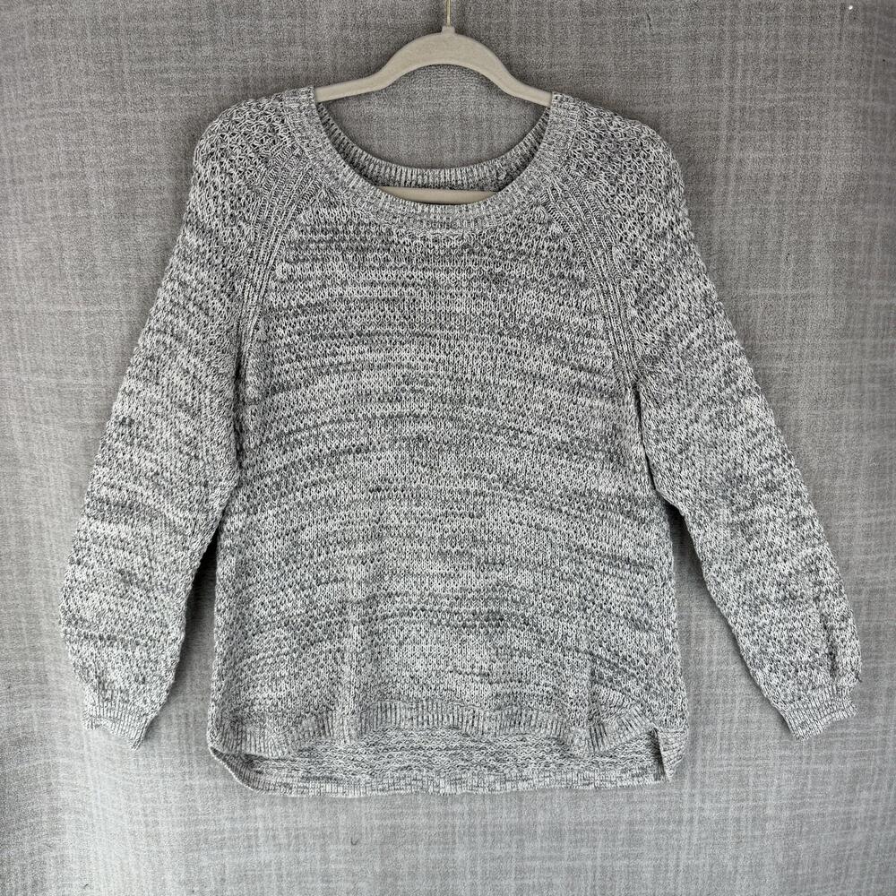 SONOMA LIFE+STYLE Sweater Womens XL Gray Crew Neck Open-Knit Pullover